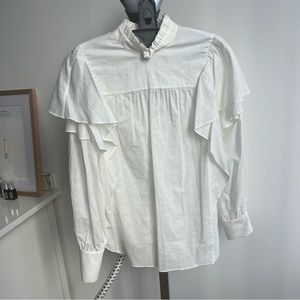 NWT white blouse with high collar